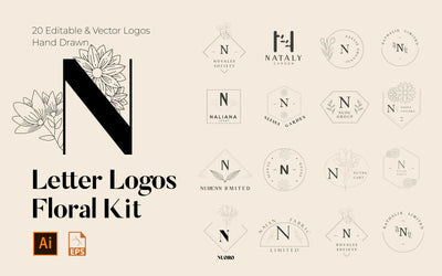 520 A to Z Floral Handmade Logos Bundle