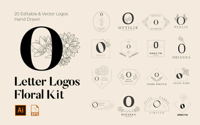 520 A to Z Floral Handmade Logos Bundle