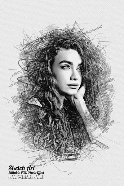 32 Unique Portrait Drawing Photo Effects Bundle - Artixty