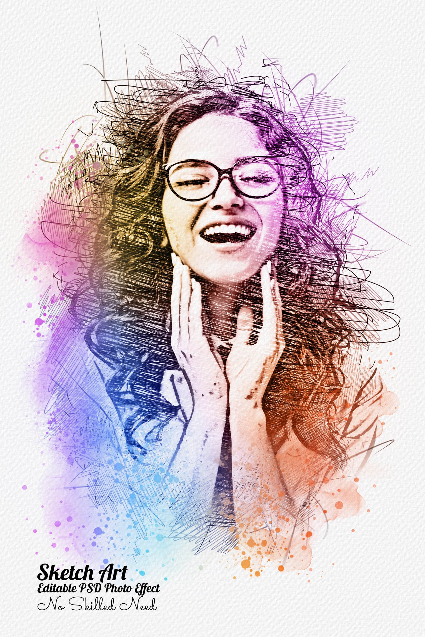32 Unique Portrait Drawing Photo Effects Bundle - Artixty