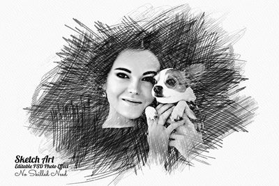 32 Unique Portrait Drawing Photo Effects Bundle - Artixty