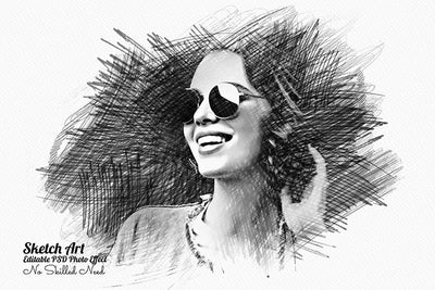32 Unique Portrait Drawing Photo Effects Bundle - Artixty