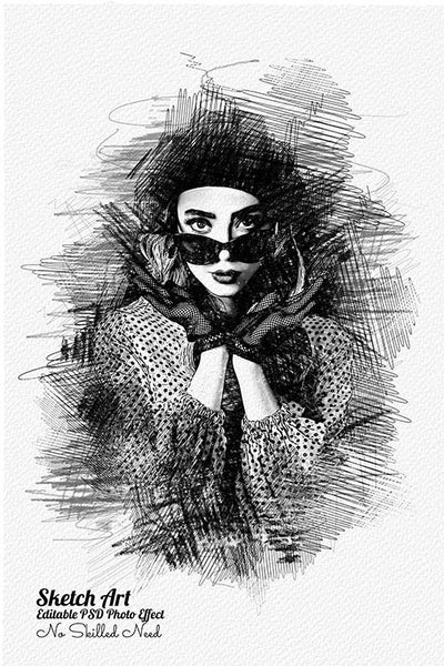 32 Unique Portrait Drawing Photo Effects Bundle - Artixty