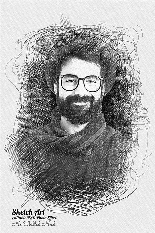 32 Unique Portrait Drawing Photo Effects Bundle - Artixty