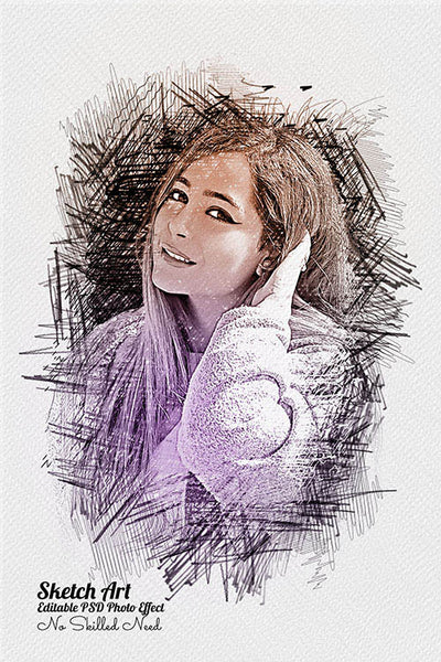 32 Unique Portrait Drawing Photo Effects Bundle - Artixty