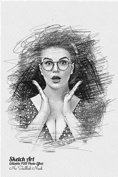32 Unique Portrait Drawing Photo Effects Bundle - Artixty