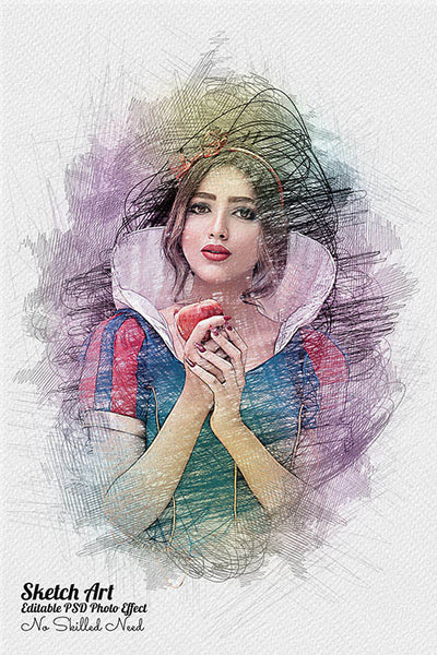 32 Unique Portrait Drawing Photo Effects Bundle - Artixty