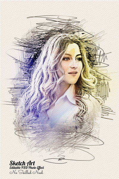 32 Unique Portrait Drawing Photo Effects Bundle - Artixty
