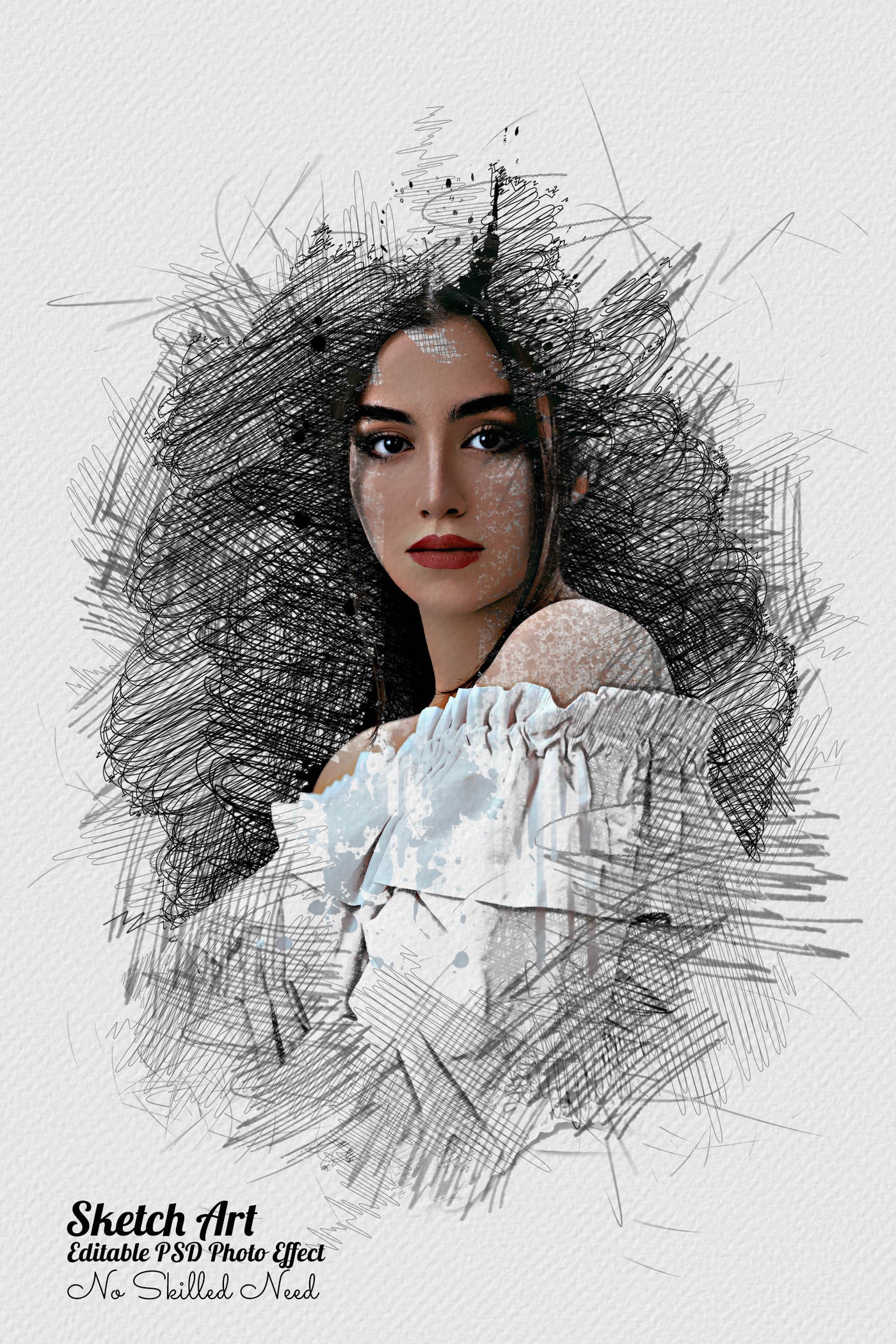32 Unique Portrait Drawing Photo Effects Bundle - Artixty
