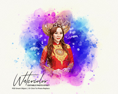 The Portrait Watercolor Photo Effects Bundle - Artixty
