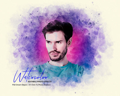 The Portrait Watercolor Photo Effects Bundle - Artixty