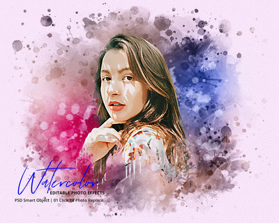 The Portrait Watercolor Photo Effects Bundle - Artixty