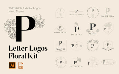 520 A to Z Floral Handmade Logos Bundle