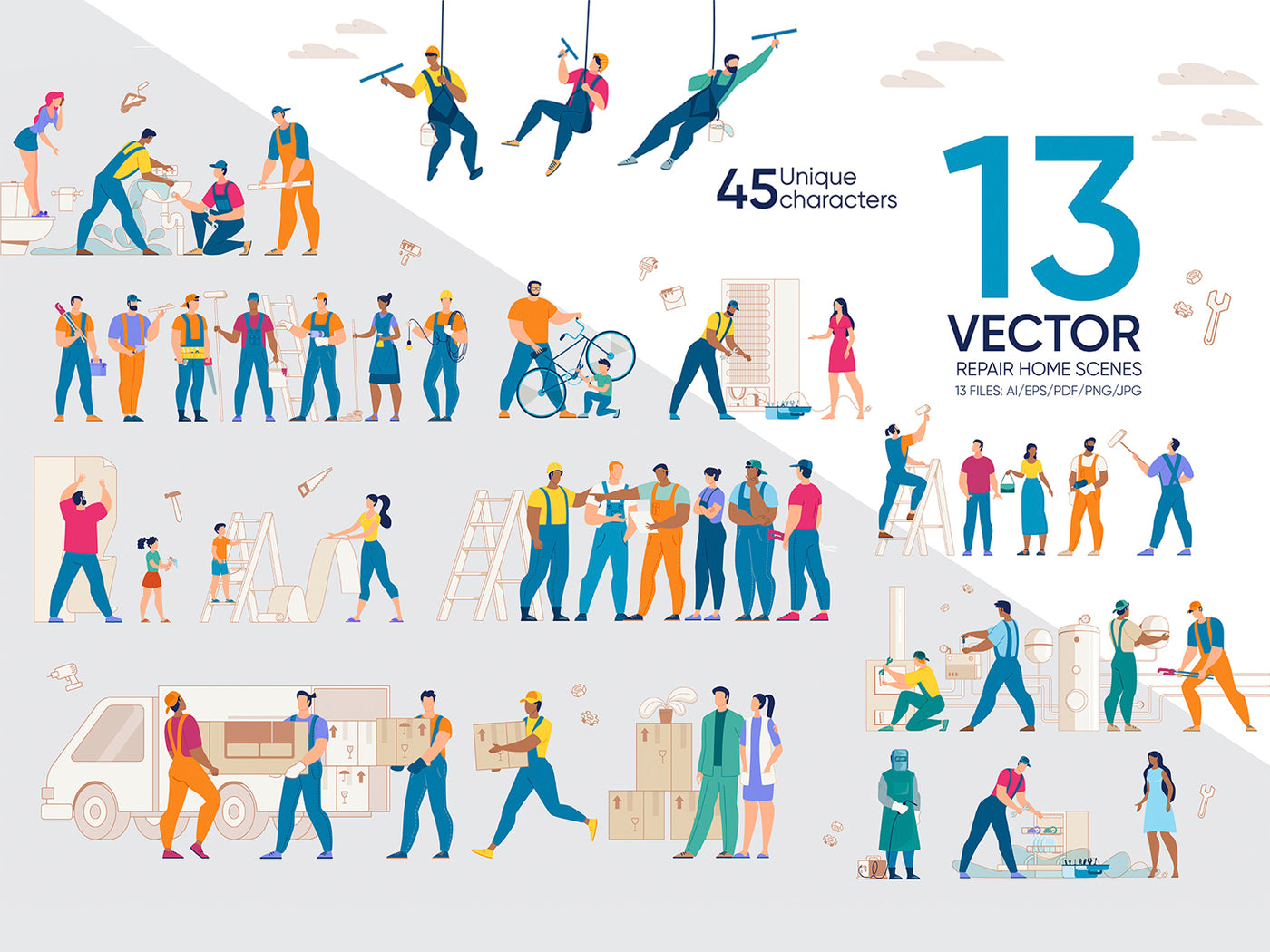 24-In-1 Flat Illustrations Mega Bundle - Artixty