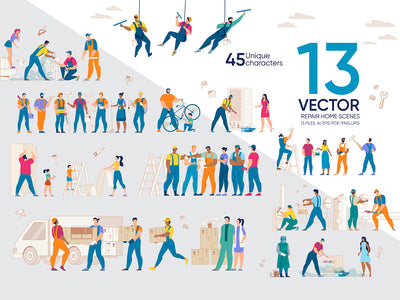 24-In-1 Flat Illustrations Mega Bundle - Artixty