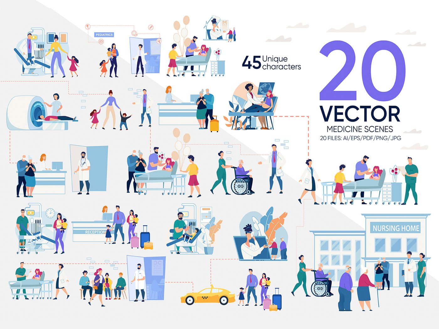 24-In-1 Flat Illustrations Mega Bundle - Artixty
