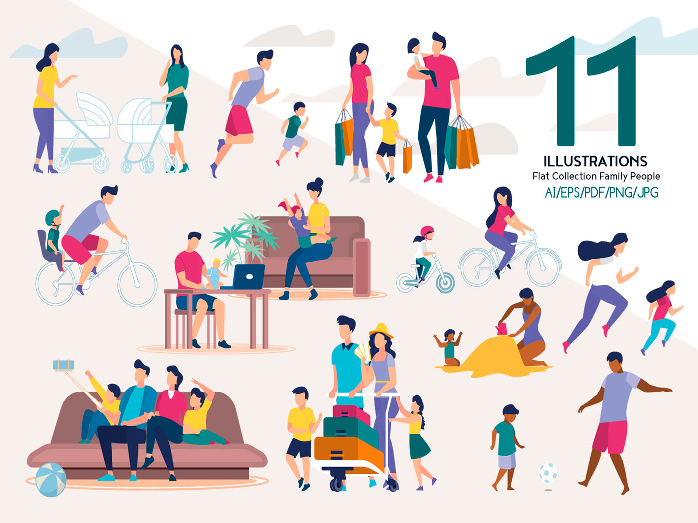 24-In-1 Flat Illustrations Mega Bundle - Artixty