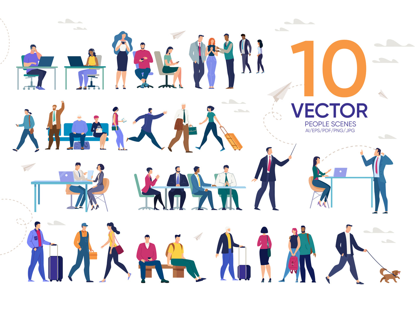 24-In-1 Flat Illustrations Mega Bundle - Artixty