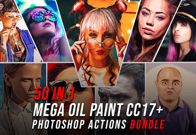 50 Mega Oil Paint Photoshop Actions Bundle - Artixty
