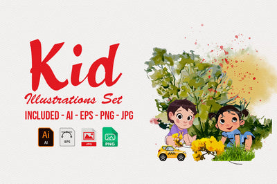 1040+ Amazing Watercolor Illustrations Bundle - Artixty
