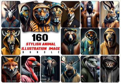 160+ Stylish Animal Illustration Images Bundle - Artixty