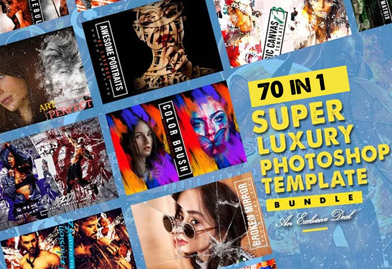 70-In-1 Super Luxury Photoshop Template Bundle - Artixty