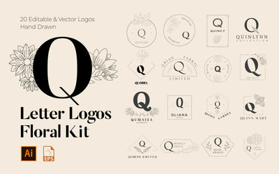 520 A to Z Floral Handmade Logos Bundle