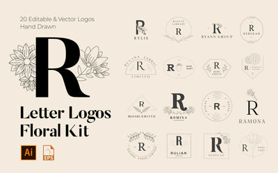 520 A to Z Floral Handmade Logos Bundle