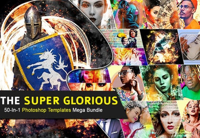 50-In-1 Super Glorious Photoshop Templates Bundle-Add-Ons-Artixty