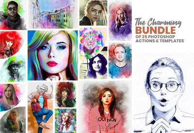 The Charming Bundle of 25 Photoshop Actions & templates