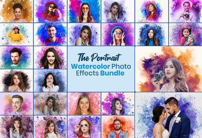 The Portrait Watercolor Photo Effects Bundle - Artixty