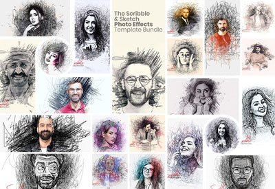 The Scribble & Sketch Photo Effects Templates Bundle - Artixty