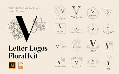 520 A to Z Floral Handmade Logos Bundle