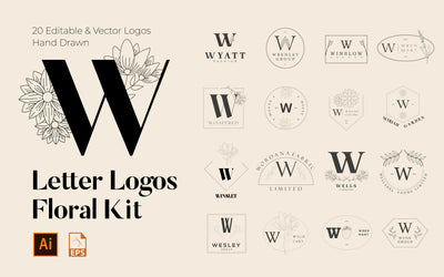 520 A to Z Floral Handmade Logos Bundle