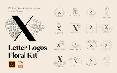 520 A to Z Floral Handmade Logos Bundle