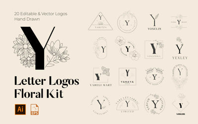 520 A to Z Floral Handmade Logos Bundle