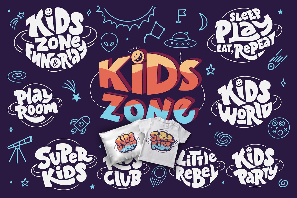 1700+ Fashionable Logos Lettering Bundle For Kids-Graphics-Artixty