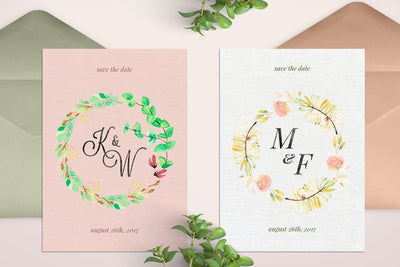 The Watercolor Monogram Illustration Bundle - Artixty