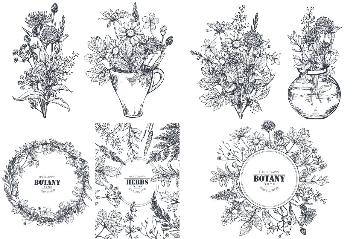 The Large Vector Flowers Bundle - 400+ Design Elements - Artixty