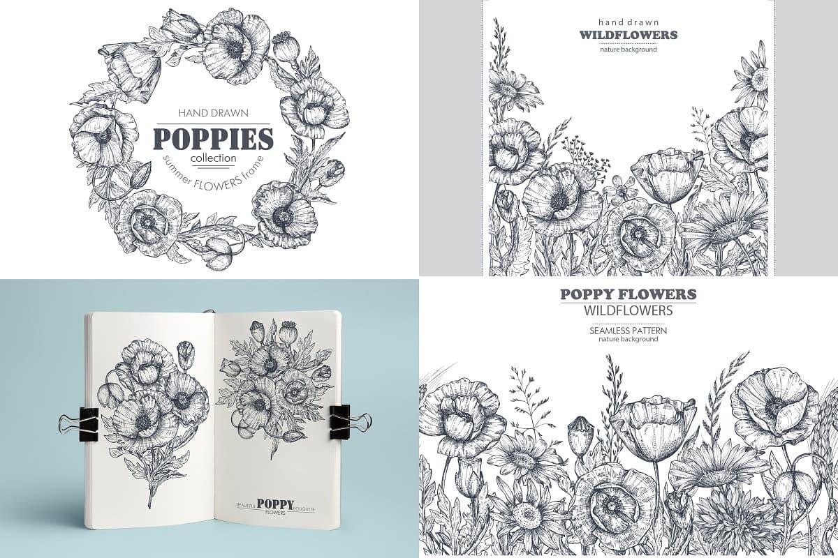 The Large Vector Flowers Bundle - 400+ Design Elements - Artixty