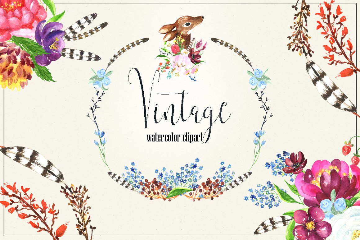 70-In-1 Mega Watercolor Graphics Bundle - Artixty