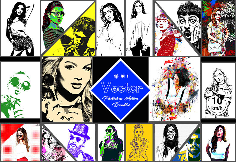 16 Vector Photoshop Actions Bundle - Artixty