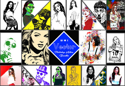 16 Vector Photoshop Actions Bundle - Artixty