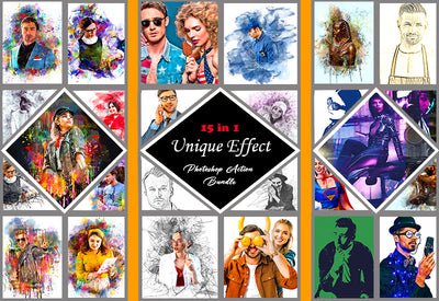 15 Unique Effect Photoshop Actions Bundle - Artixty