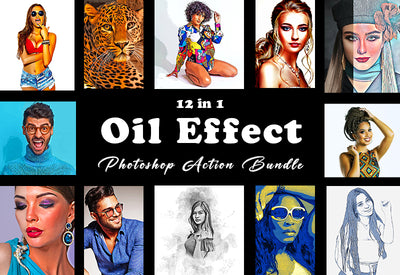 12 Oil Effect Photoshop Actions Bundle - Artixty