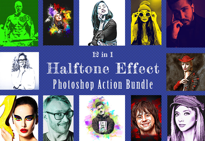 12 Halftone Effect Photoshop Actions Bundle - Artixty