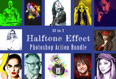 12 Halftone Effect Photoshop Actions Bundle - Artixty