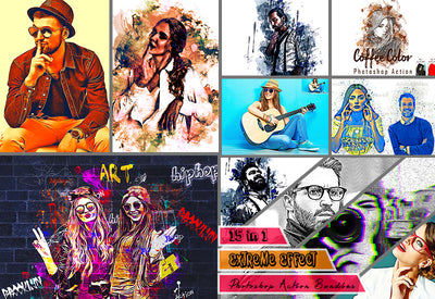 15-In-1 Extreme Effects Photoshop Actions Bundle - Artixty