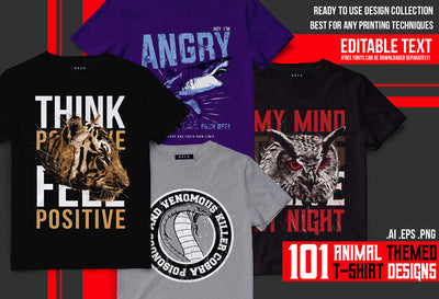 101 Animalia Ready To Use T-Shirt Designs Bundle-Templates-Artixty