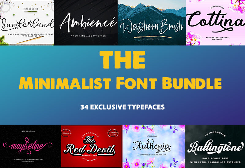 The Minimalist Font Bundle - 34 Exclusive Fonts-Fonts-Artixty
